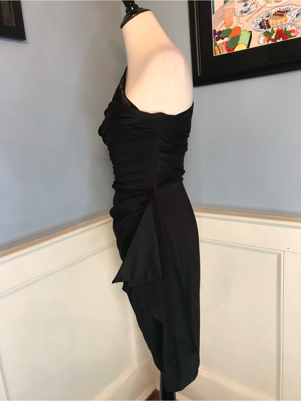 Retro Vintage Style One Shoulder Asymmetrical Sarong Wiggle Cocktail Dress Sz 6 - Picture 3 of 10